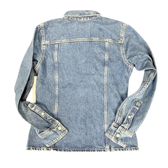 Calvin Klein Lean Darted Denim Shirt XS New With Tags Button Front Long Sleeve - Picture 2 of 5